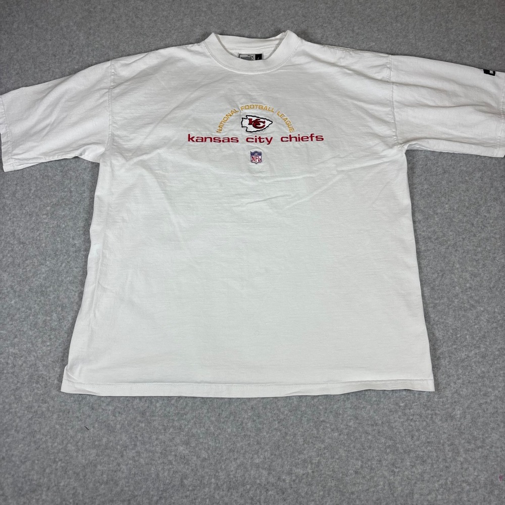 Vintage Puma T-Shirt Mens L White Kansas City Chiefs Embroidered NFL P201A